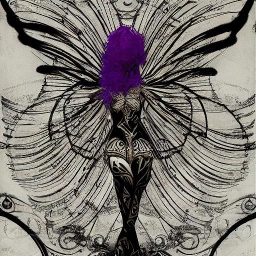 Vintage Tattoo Girl with Butterflies in Dark Fantasy Style