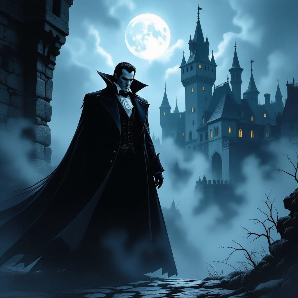 Count Dracula in Transylvania, Fantasy Illustration