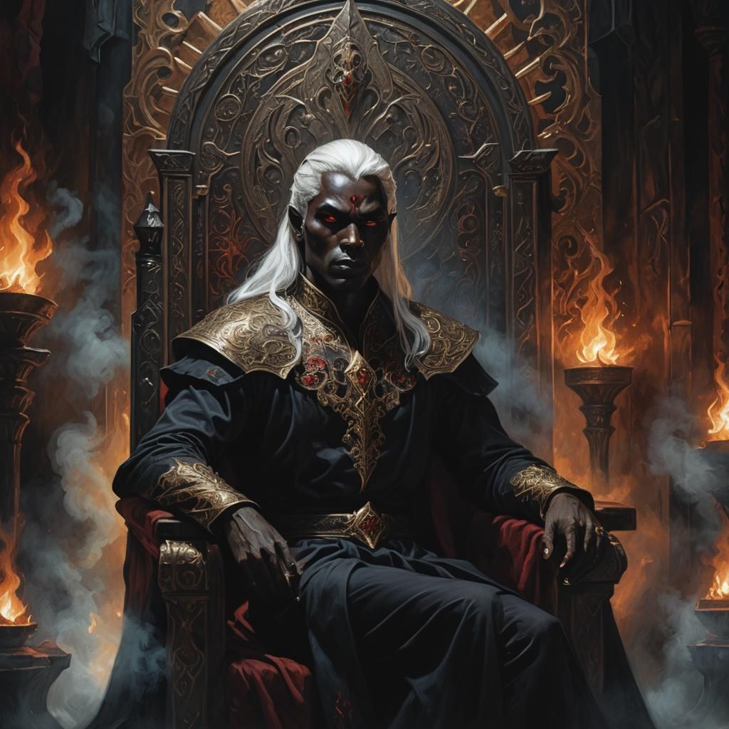 Drow Male Portrait in Dark Fantasy Style