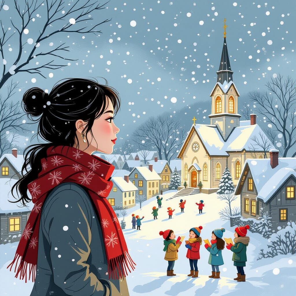 Korean Woman Silhouette Filled with Christmas Memories