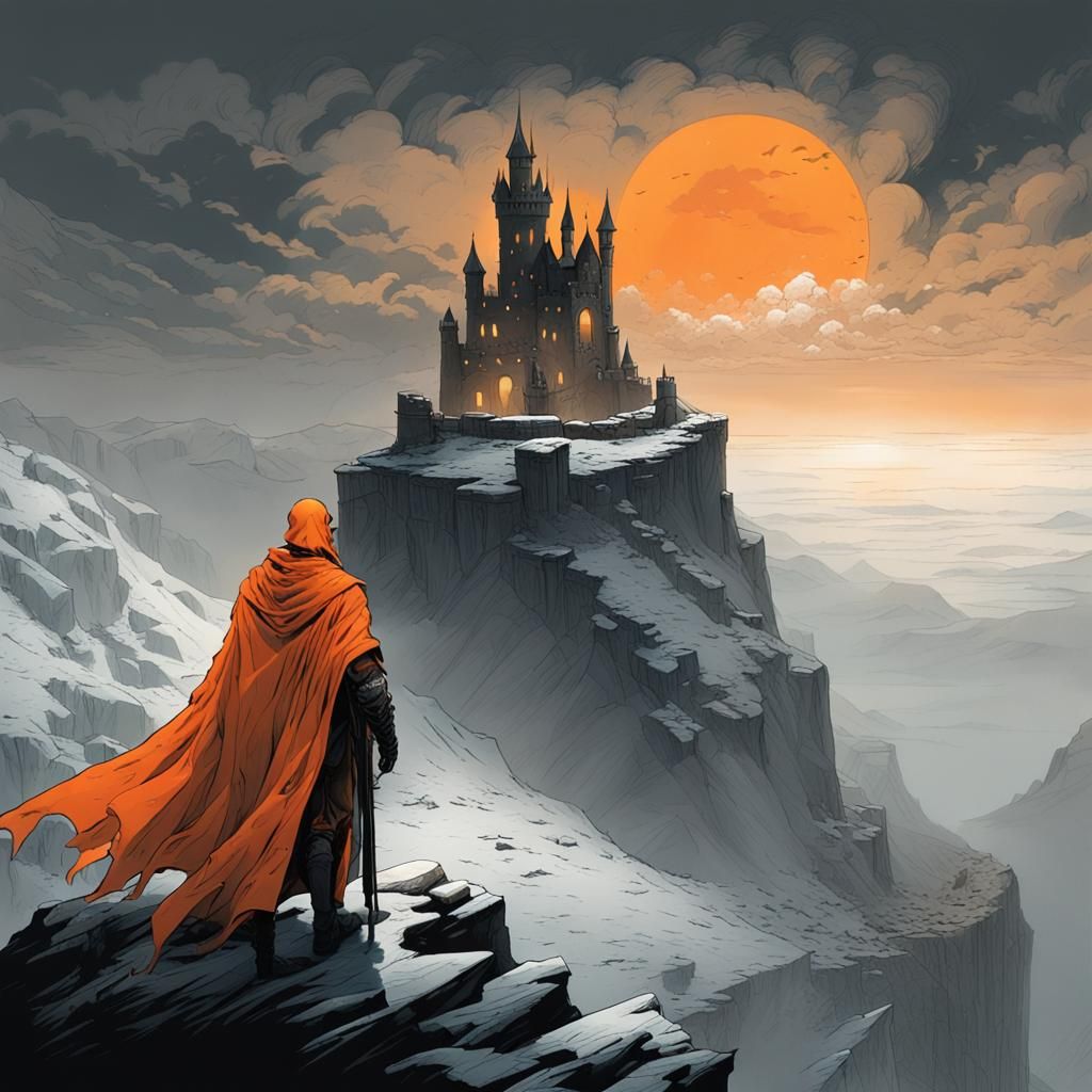 Grim Dark Fantasy Castle in Comic Style