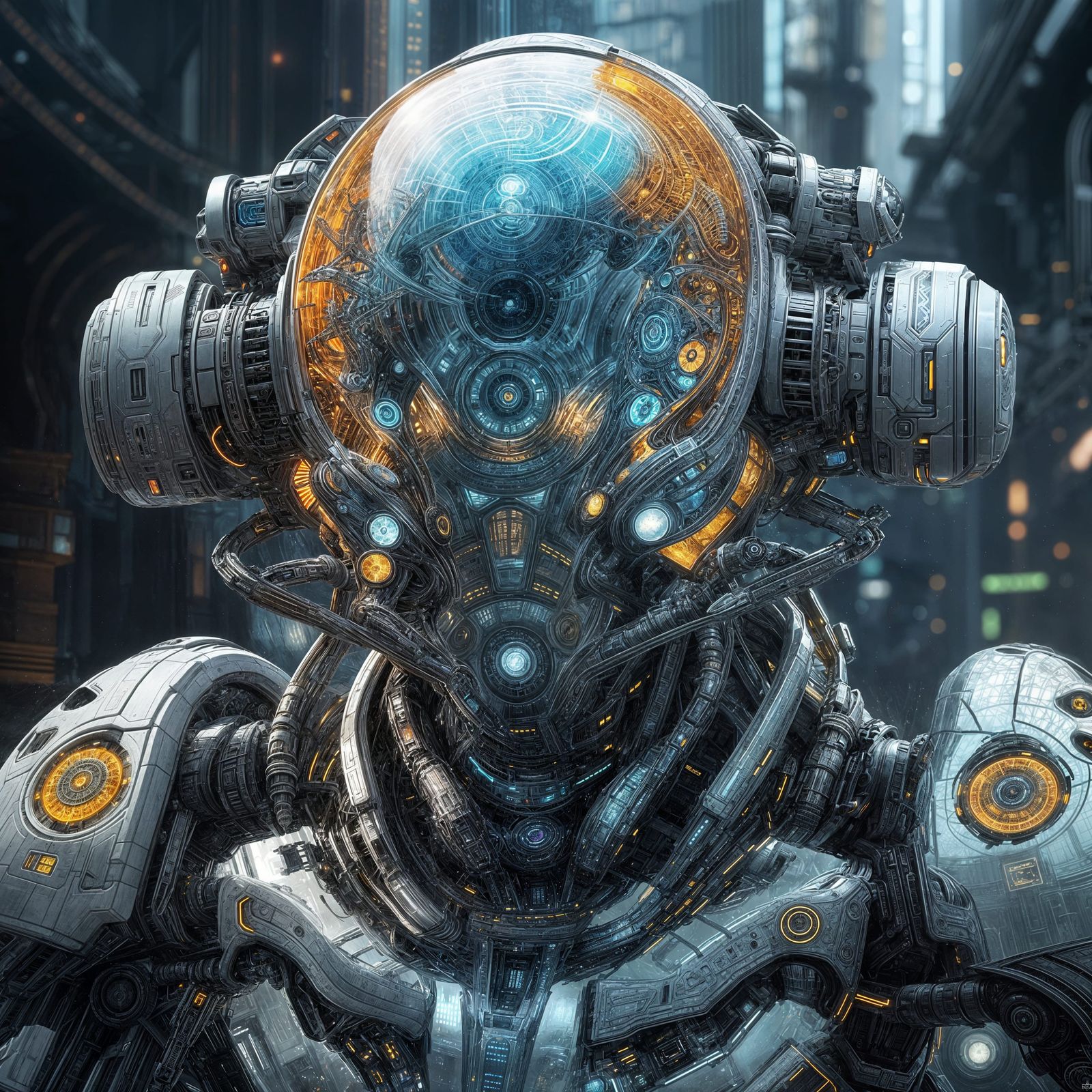 Ethereal Sci-Fi Warrior in Futuristic Armor