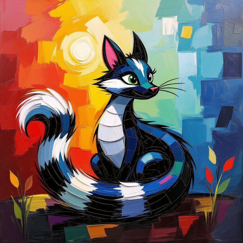 Dragon Skunk in Expressionist Oil Painting Style