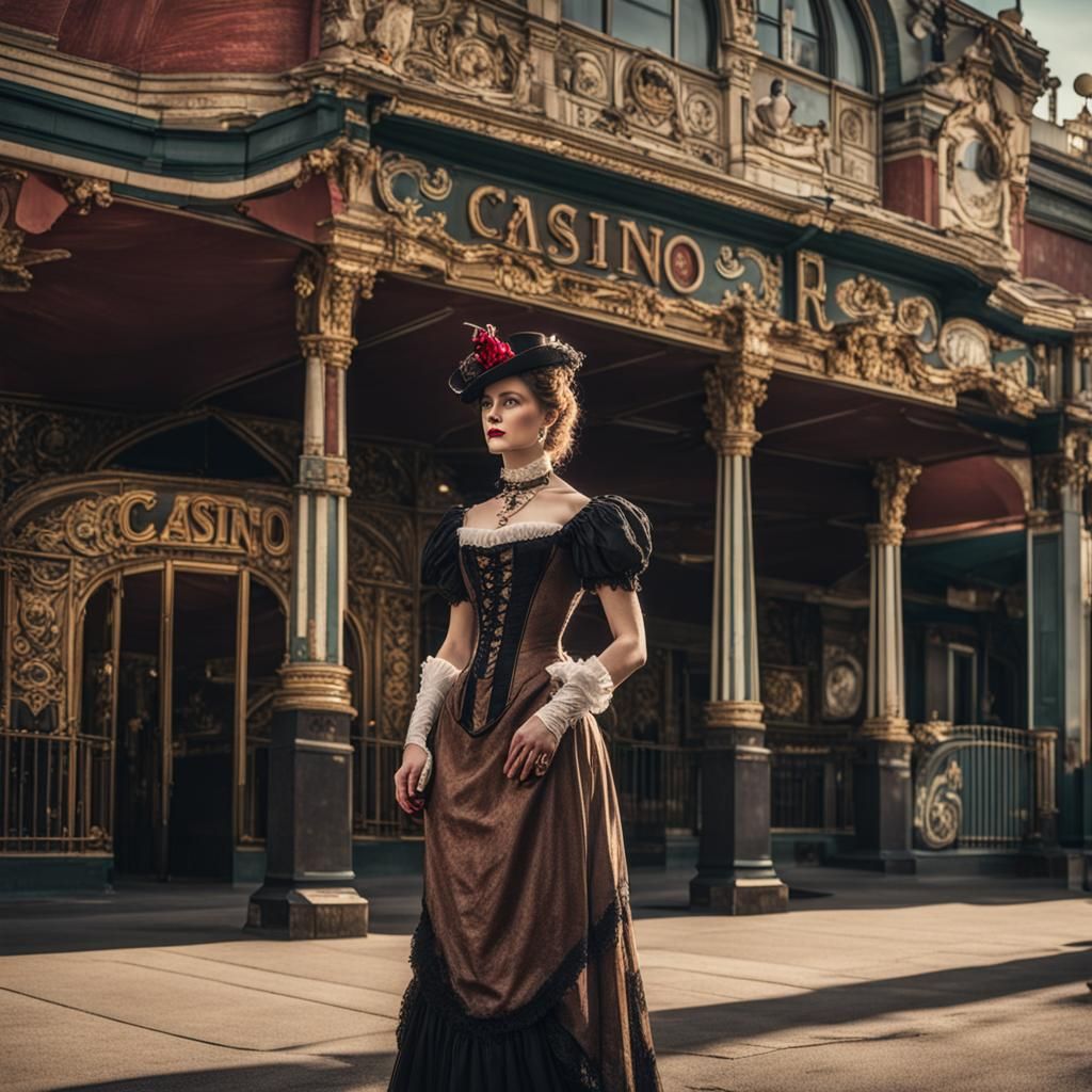 Victorian Woman by Casino on City Street