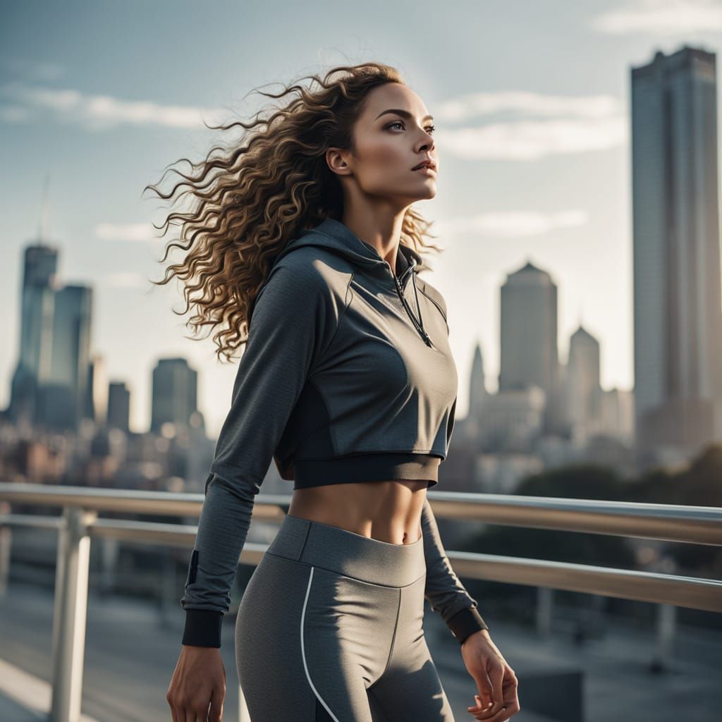 Healthy American Woman in Moody Outdoor Setting