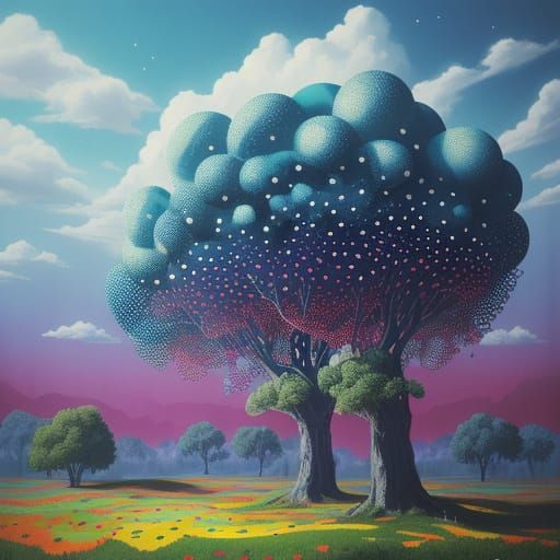 Surreal Polka Dot Scene in Detailed Matte Painting