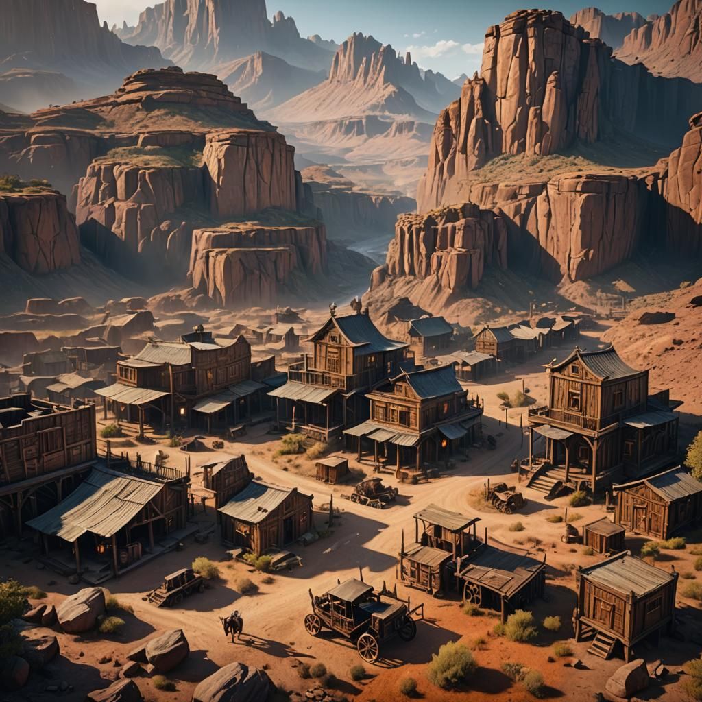 Wild West Scene in Detailed Matte Painting