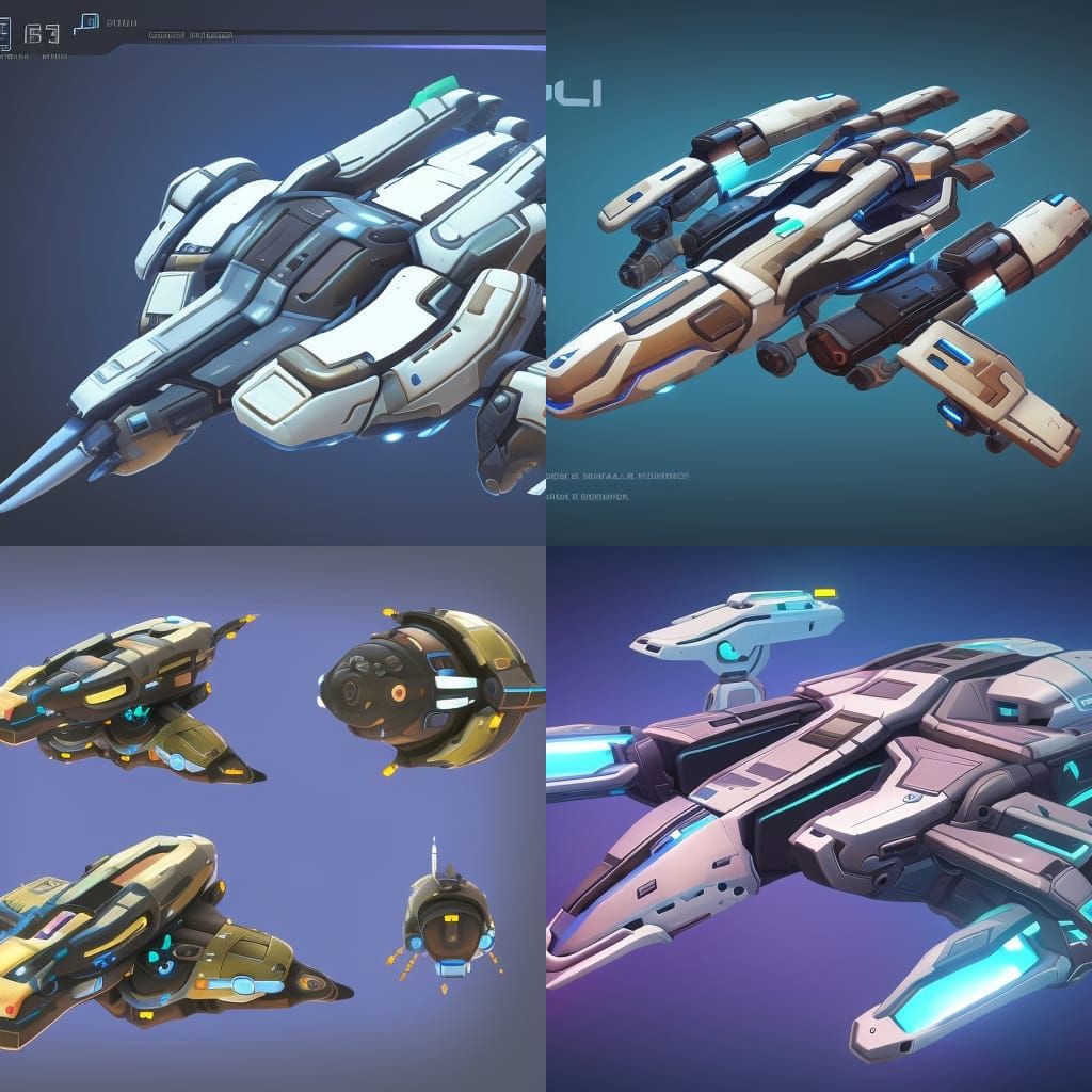 Sci-Fi Spaceship Game Asset in 2D Top-Down View