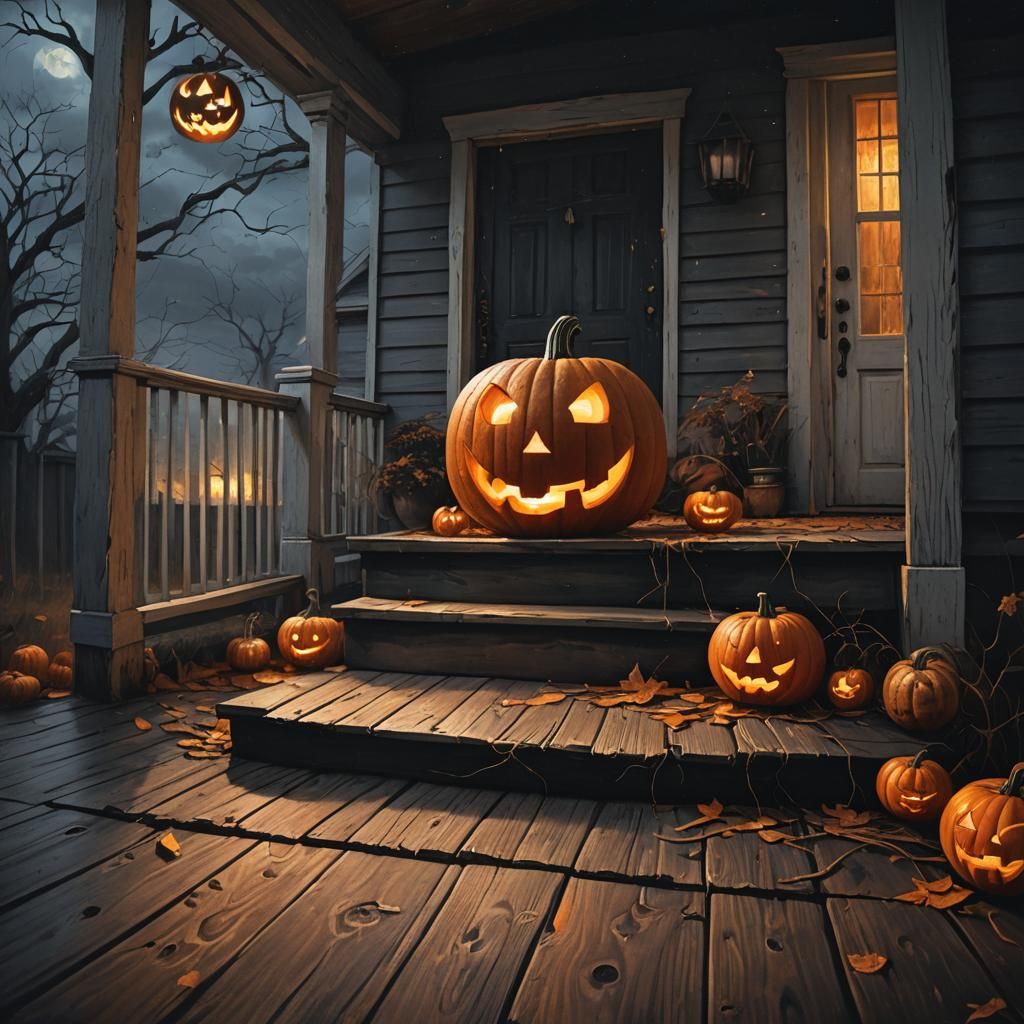 Eerie Jack-o'-Lantern in Dark Fantasy Art Nouveau Style