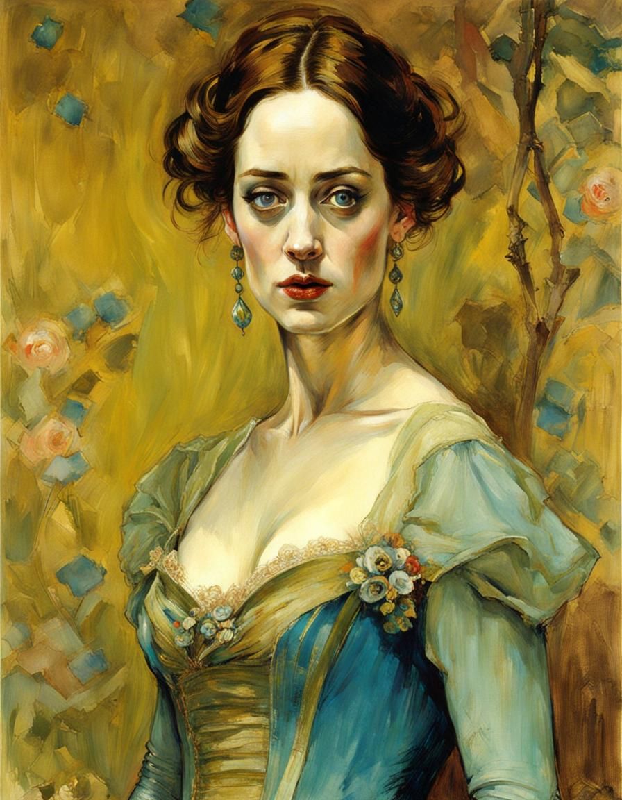 Portrait of Emily Blunt in Felicien Rops Style