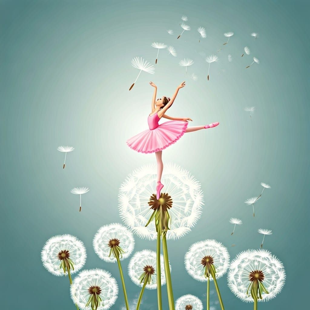 A cute mini ballet dancer in bubblegum pink tutu, dancing on...