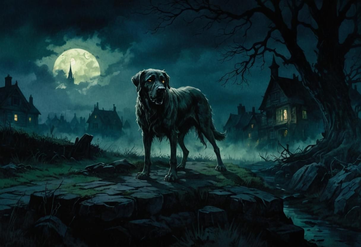 Hound of the Baskervilles: Gothic Horror Illustration