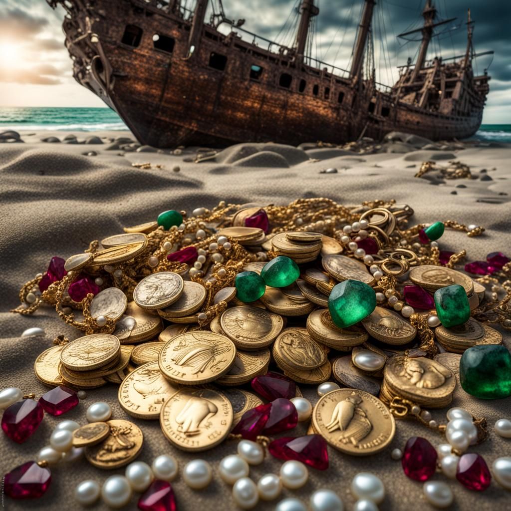 Sunken Treasure on Beach After Shipwreck