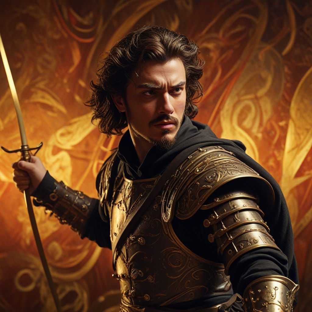 Renaissance Duelist in a Vibrant Oil Painting