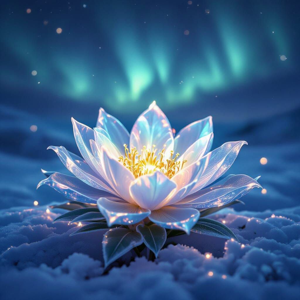 Luminous Aurorachill Bloom Under Aurora Sky