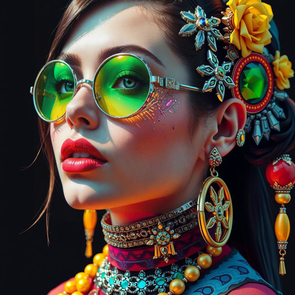 Glowing Woman in Futuristic Attire