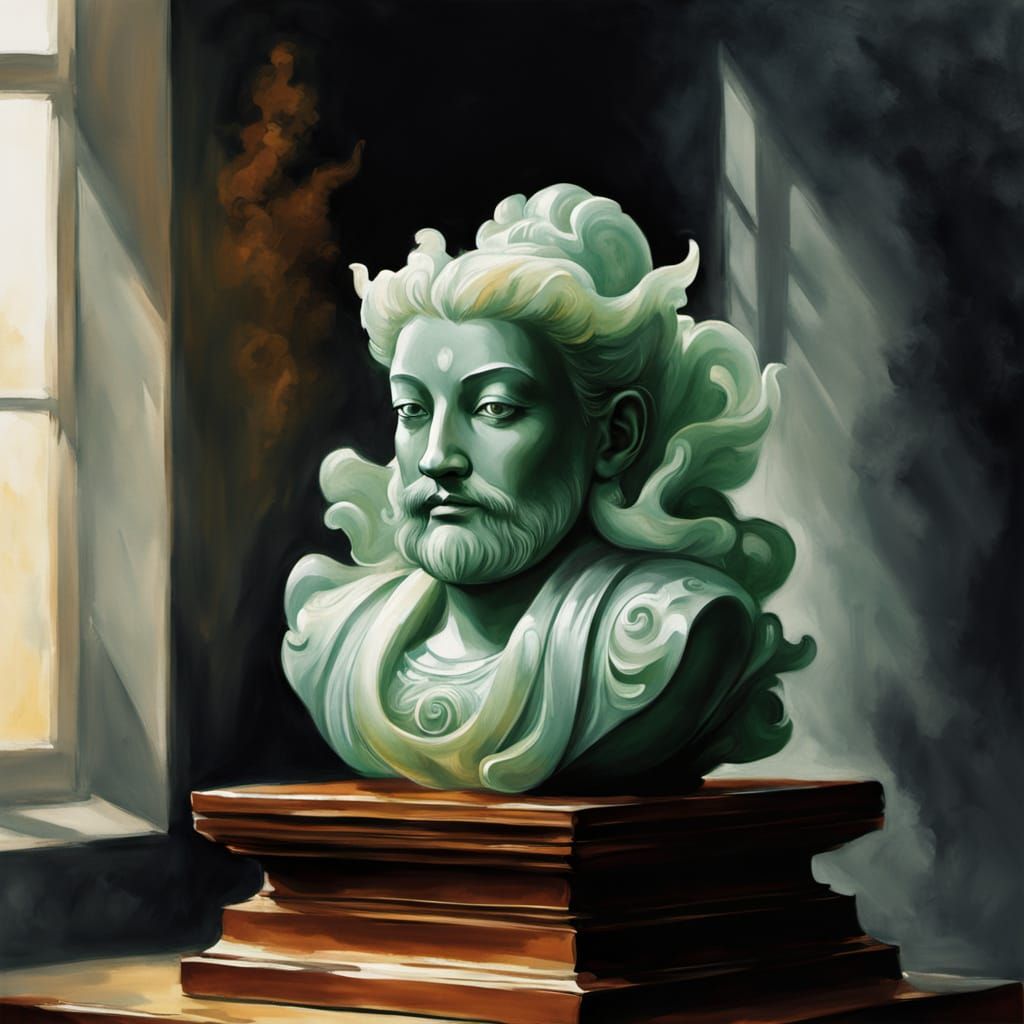 Vibrant Jade Statue in Warm Golden Light