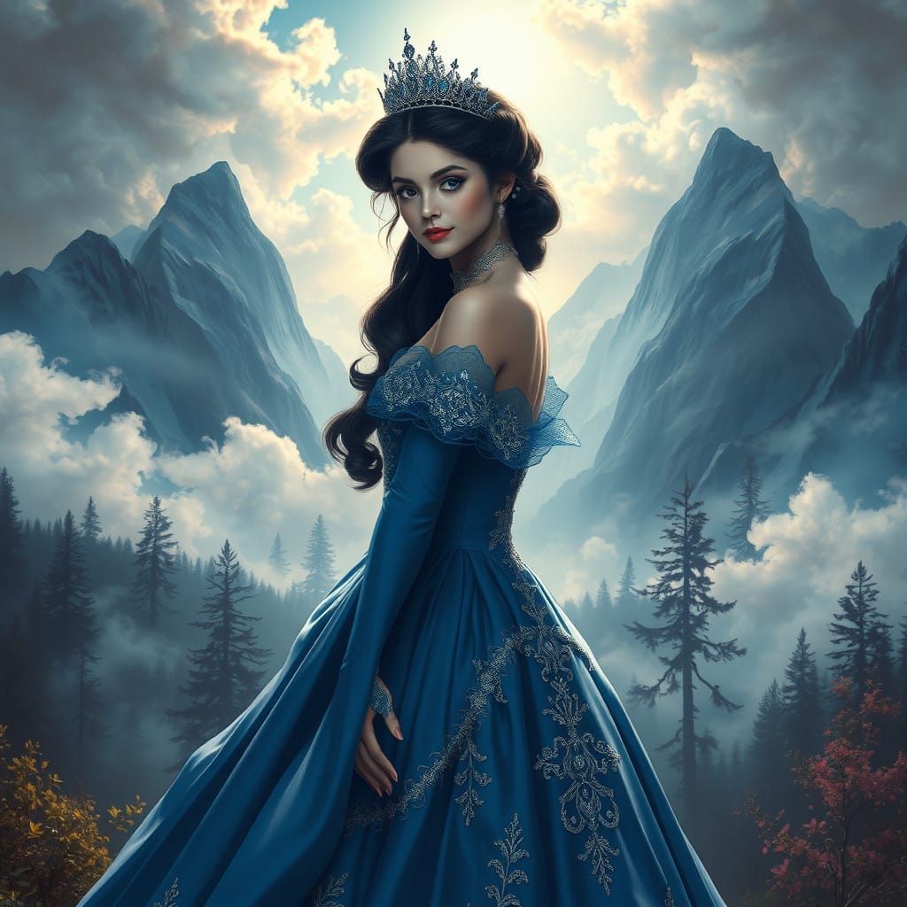 Regal Princess in Enchanted Forest Landscape