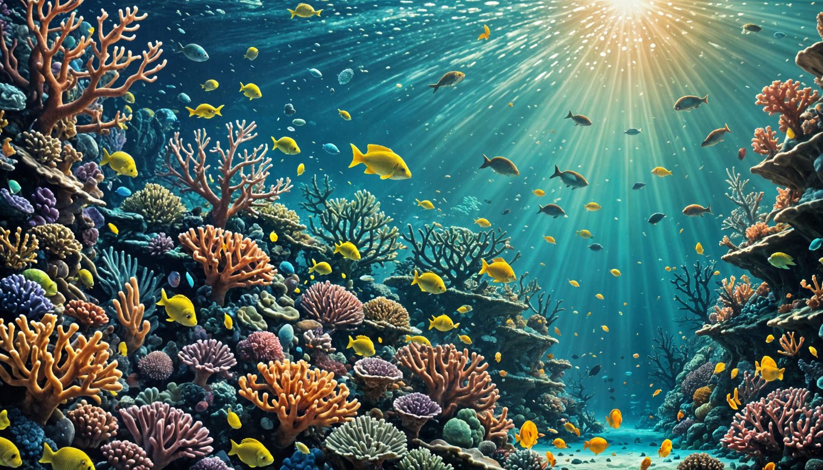 Colorful Coral Reef with Amazing Light