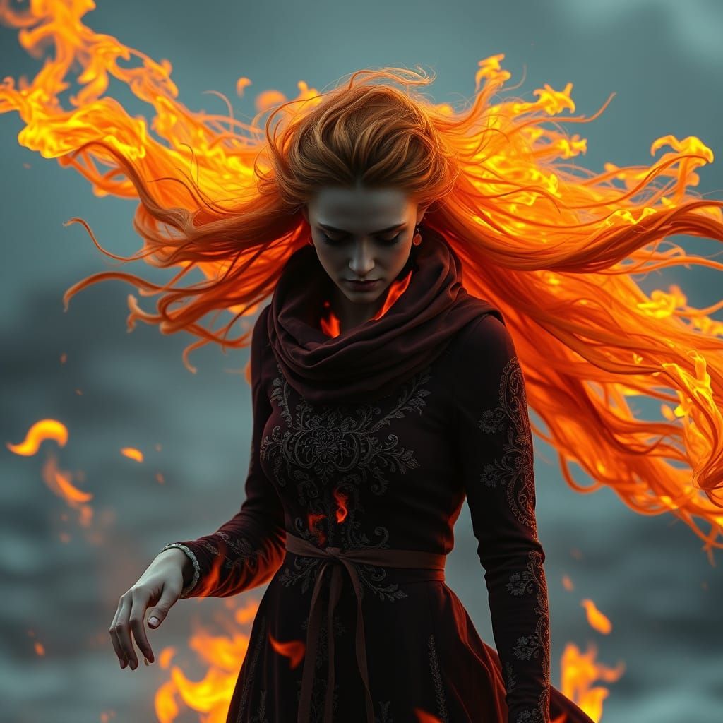 Icelandic Queen Ablaze: Hyperrealistic Artstation Portrait