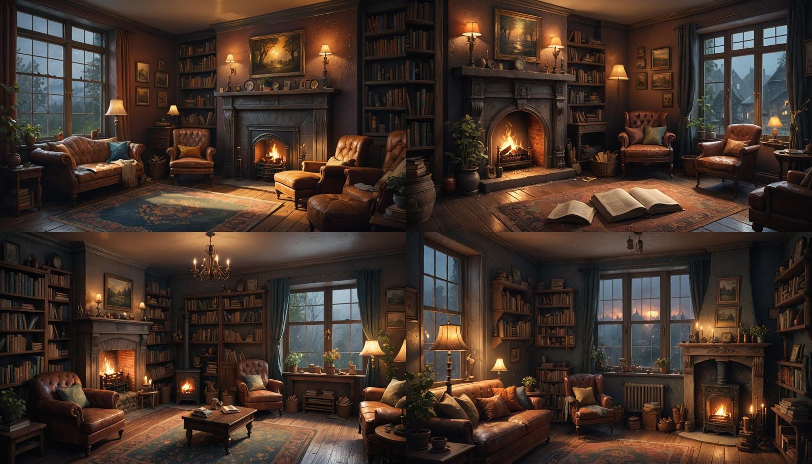 Cozy Room with Fireplace in Chalk Painting Style