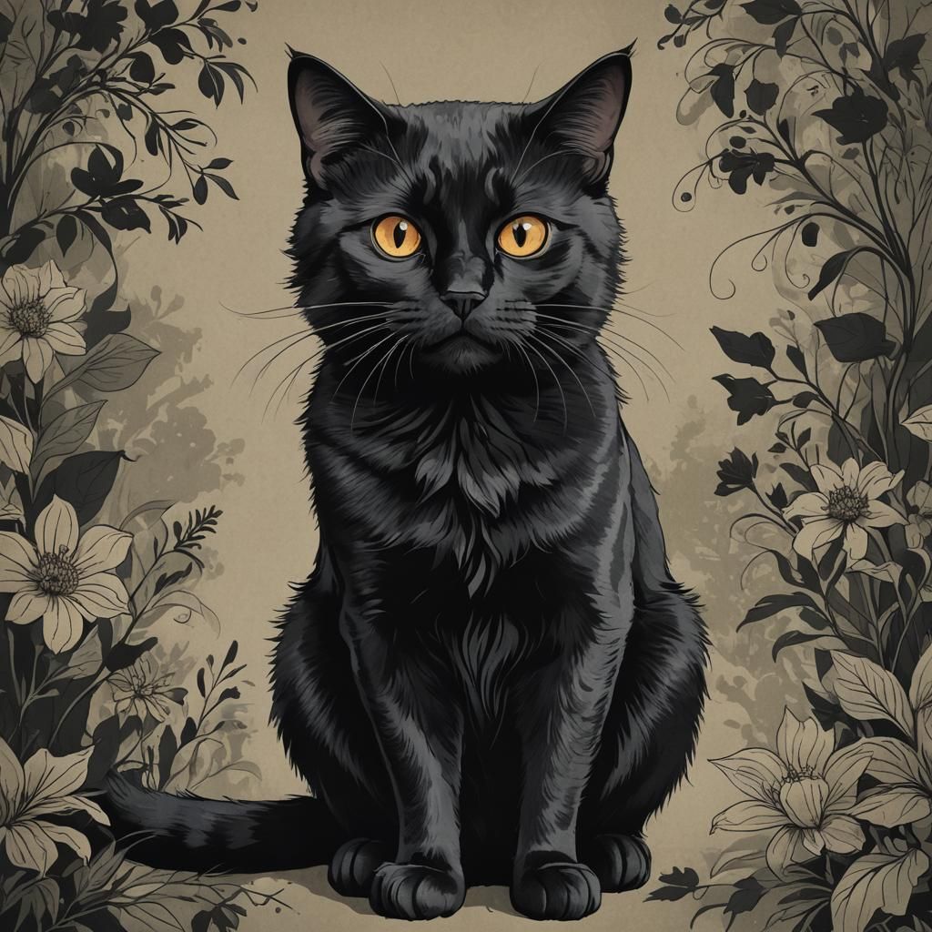 Simple Black Cat Illustration