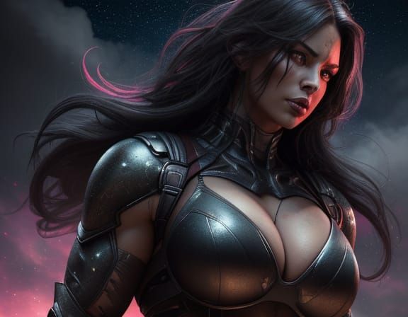 Mud-Covered Woman in Galactic Fantasy Art