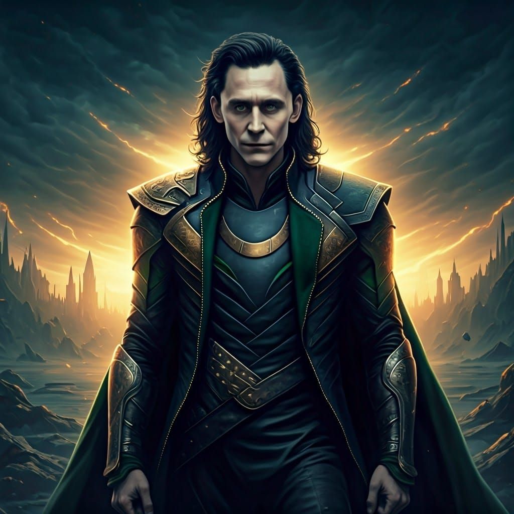 Loki in Mystical Realm: Hyper-Detailed Concept Art