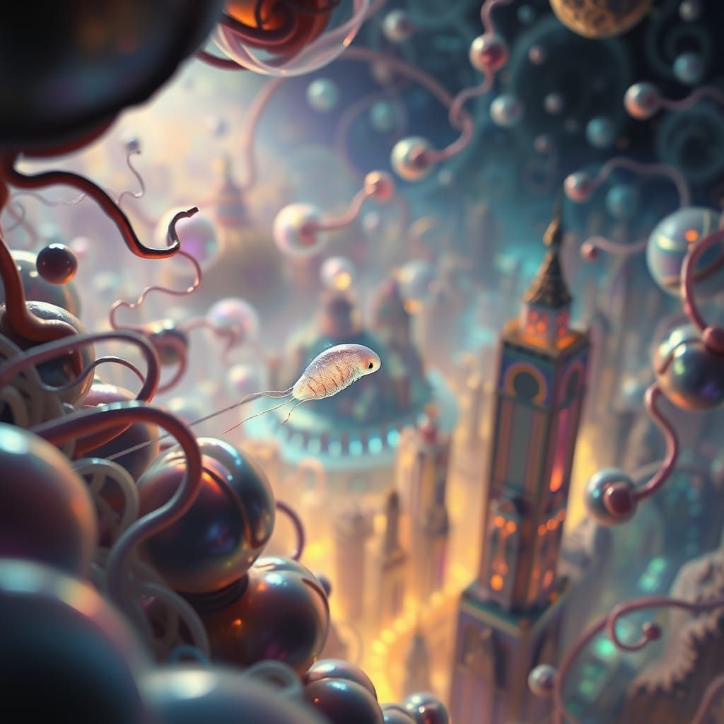 Paramecium Finds Belonging in Vibrant Mitochondria Cityscape...