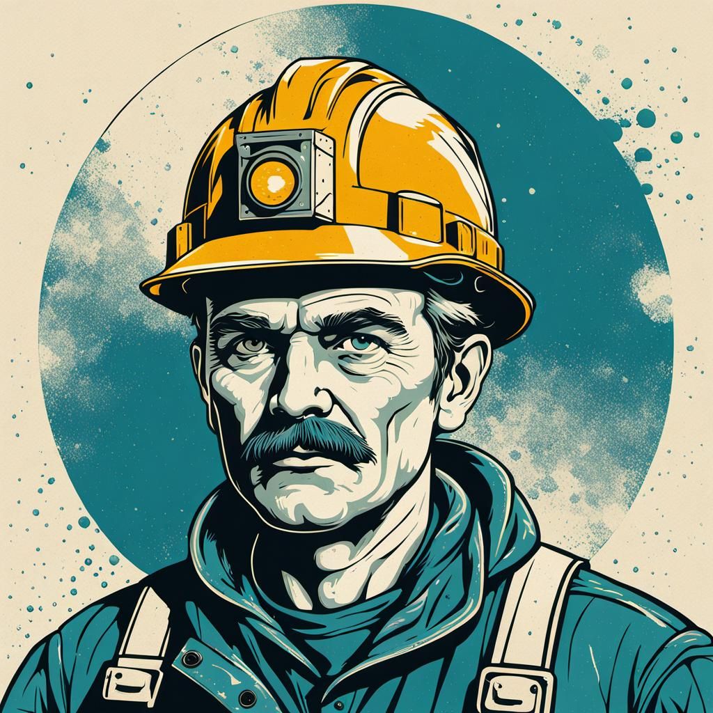 Geometric Bauhaus Miner in Pop Art Style