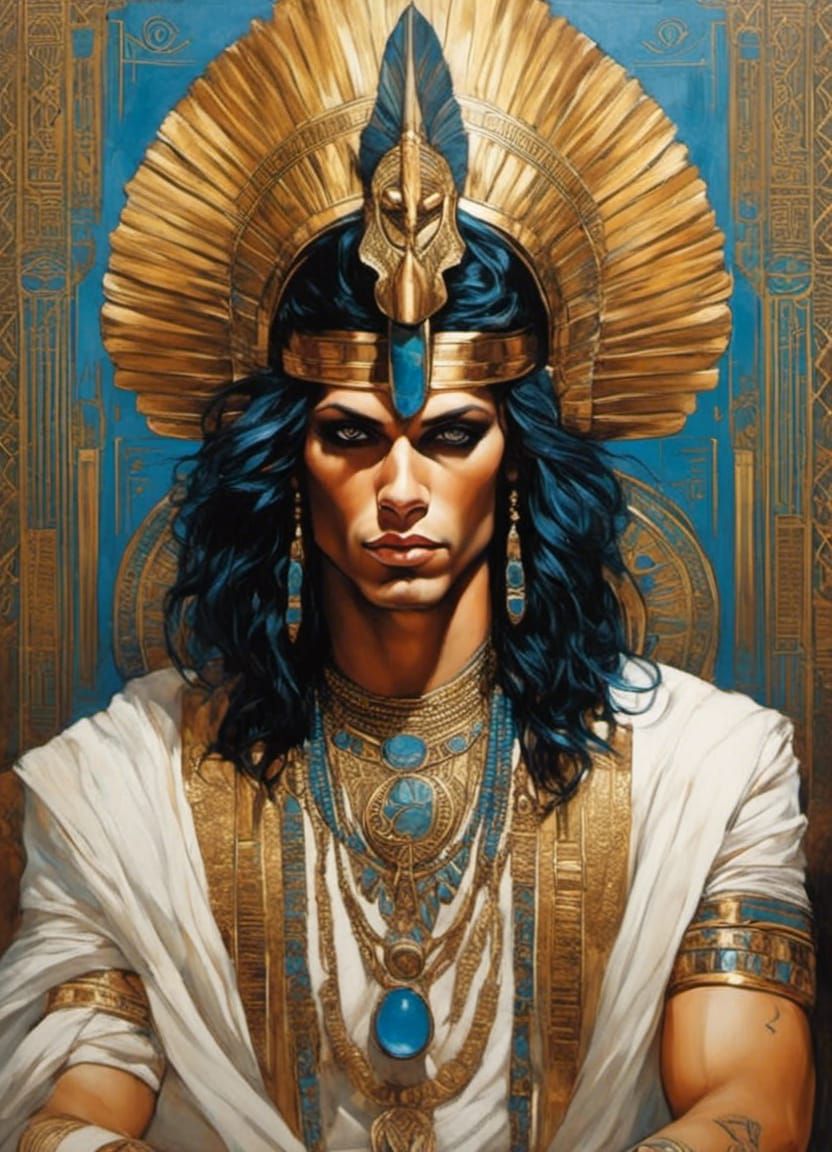 Egyptian Pharaoh Portrait in Ancient Palace