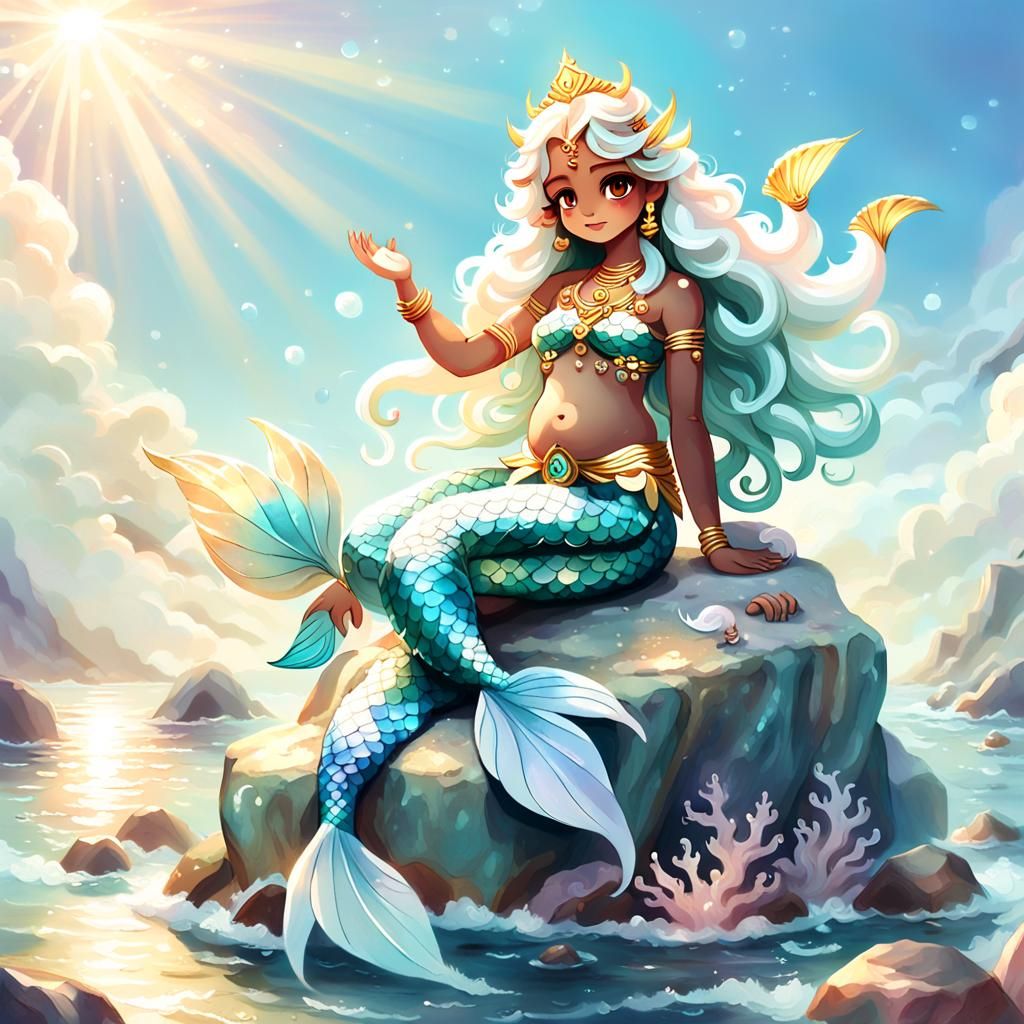 Durga as Anime Mermaid in Pastel Colors