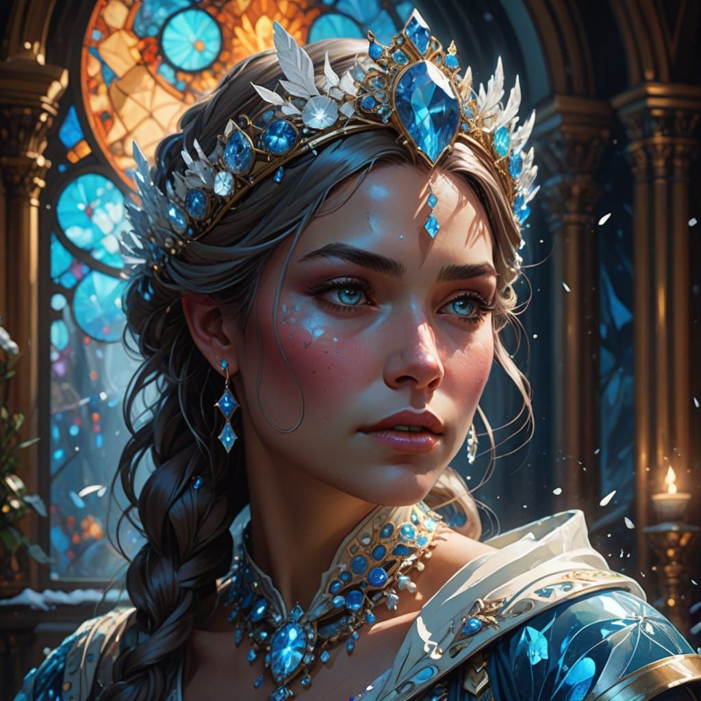 Snow Queen Adorned with Crystalline Jewels