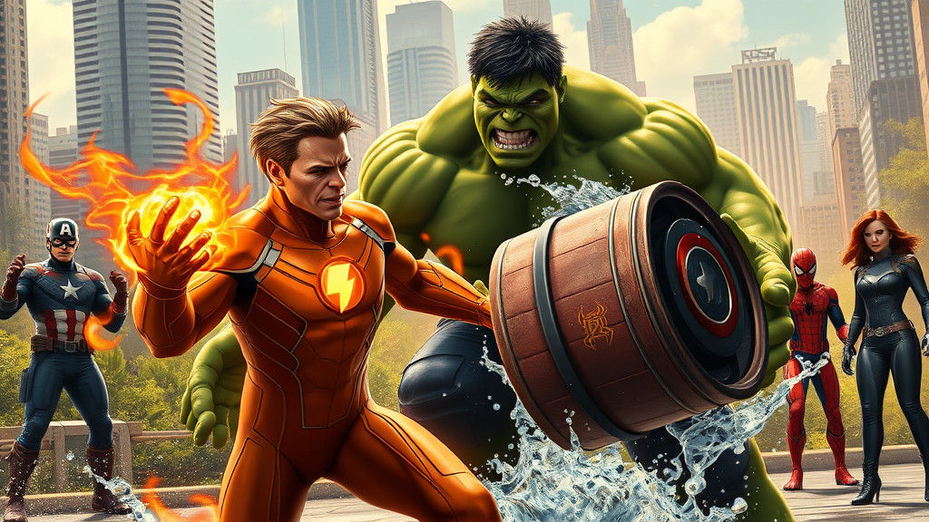Hulk and Human Torch in Hyperrealistic 4K Battle