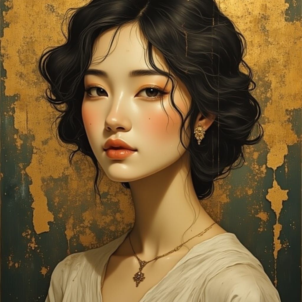 Elegant Renaissance Goddess in Golden Light