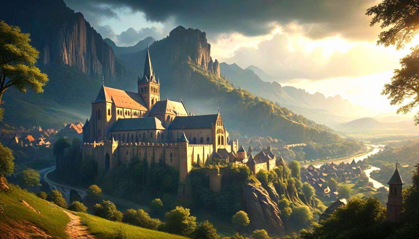 Mystical Medieval Monastery Matte Painting