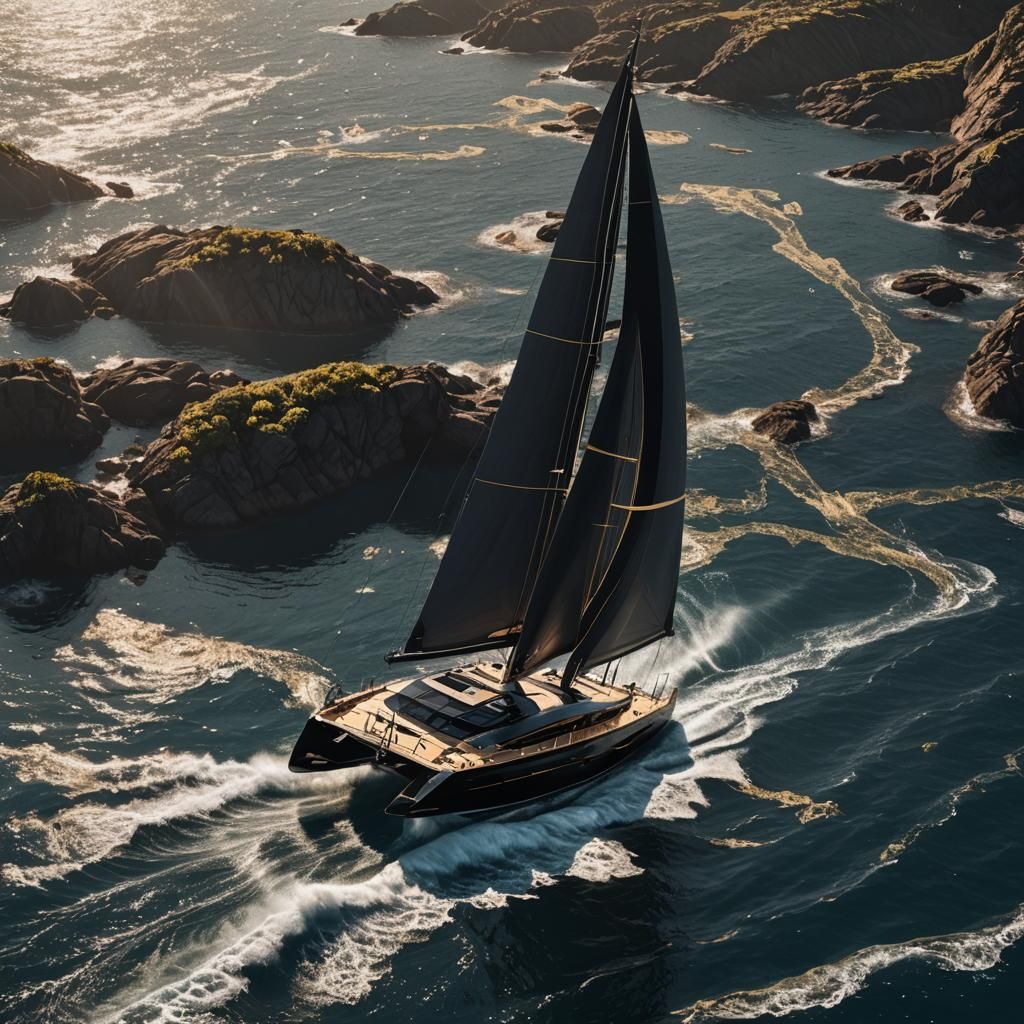 Luxury Yacht Sailing on a Sunny Day