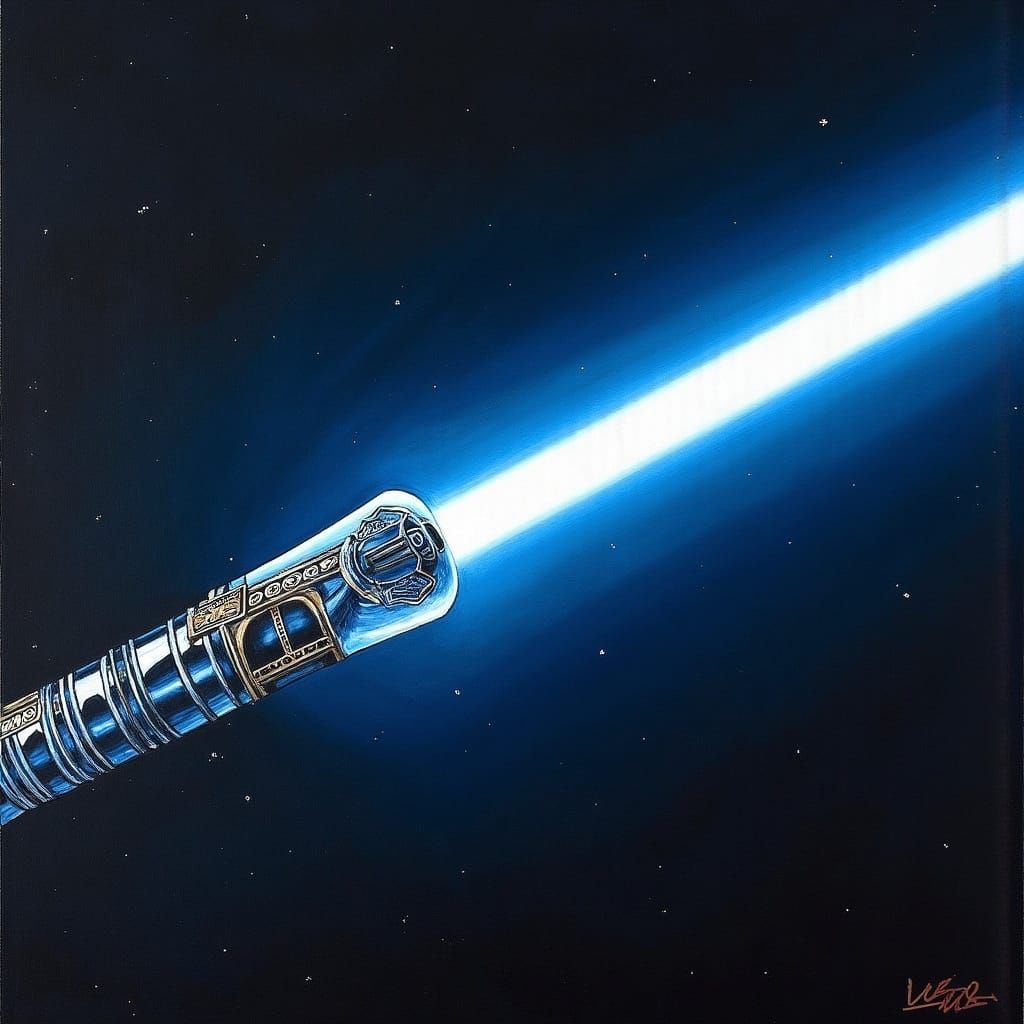 Gleaming Lightsaber Hilt Emitting Electric Blue Glow