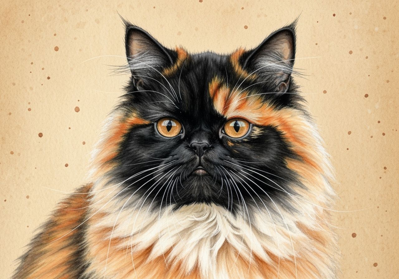 Realistic Persian Cat Painting in Watercolor Style