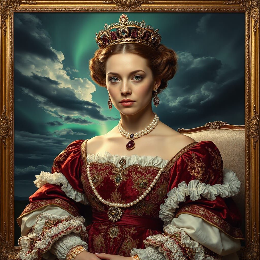 Regal Queen in Opulent Baroque Splendor