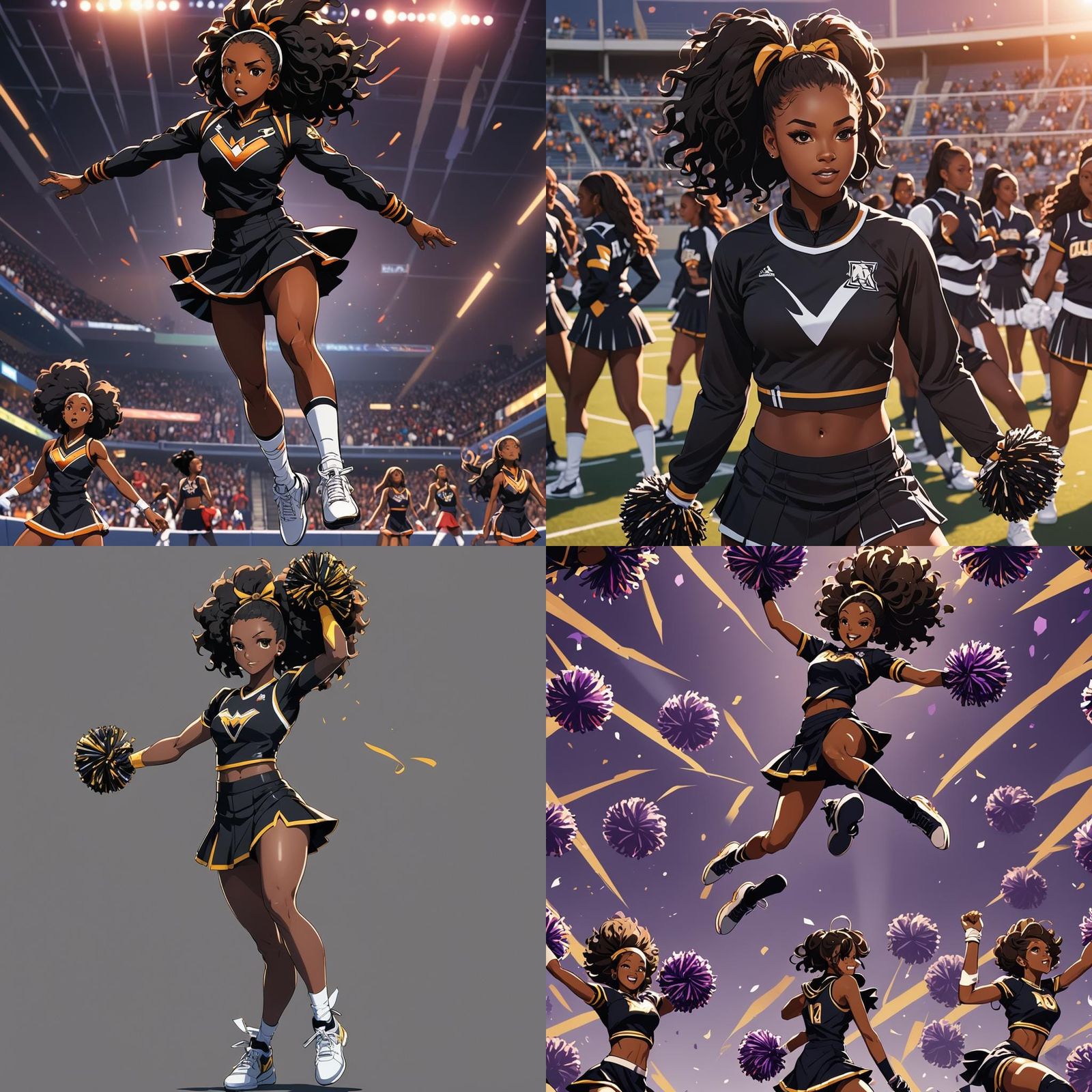 Anime Art of Black College Cheerleader