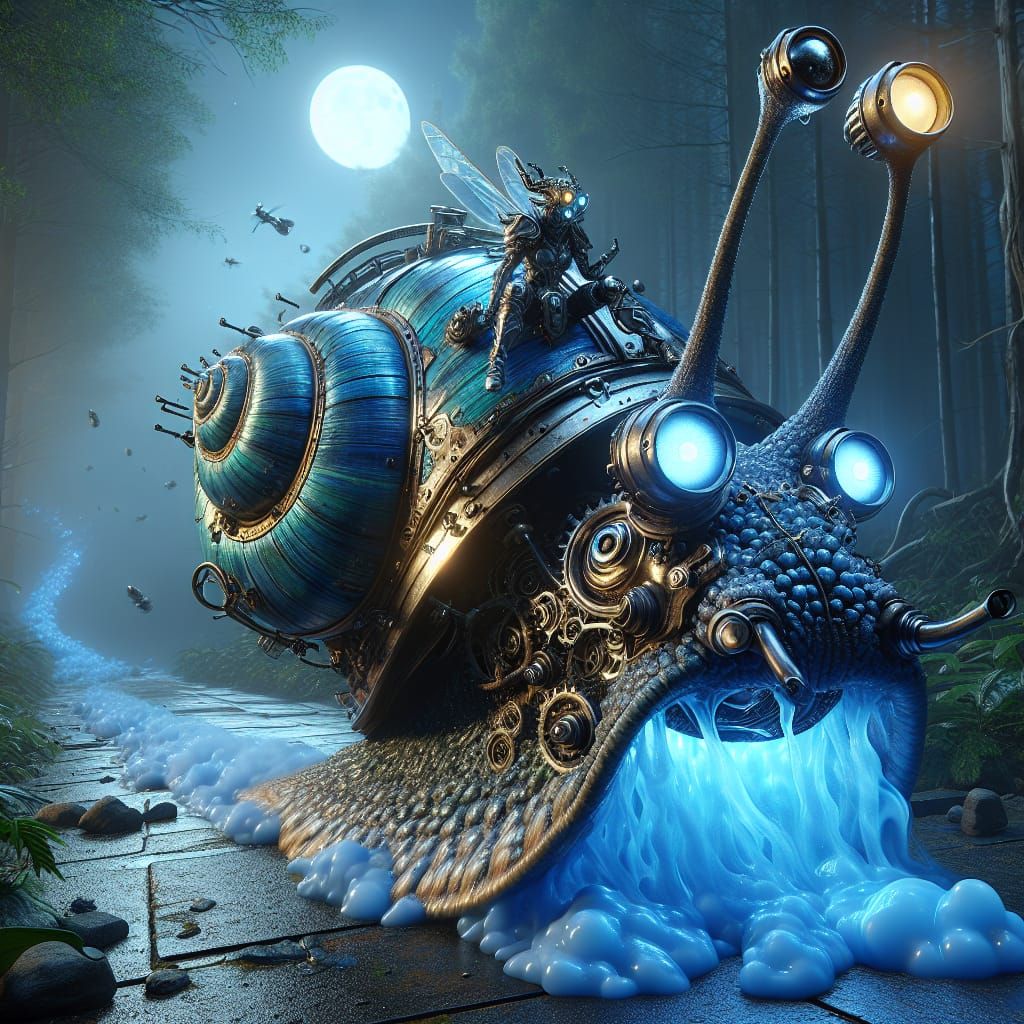 Steampunk Snail Rides Enraged Fairy Through Mystic Forest Un...