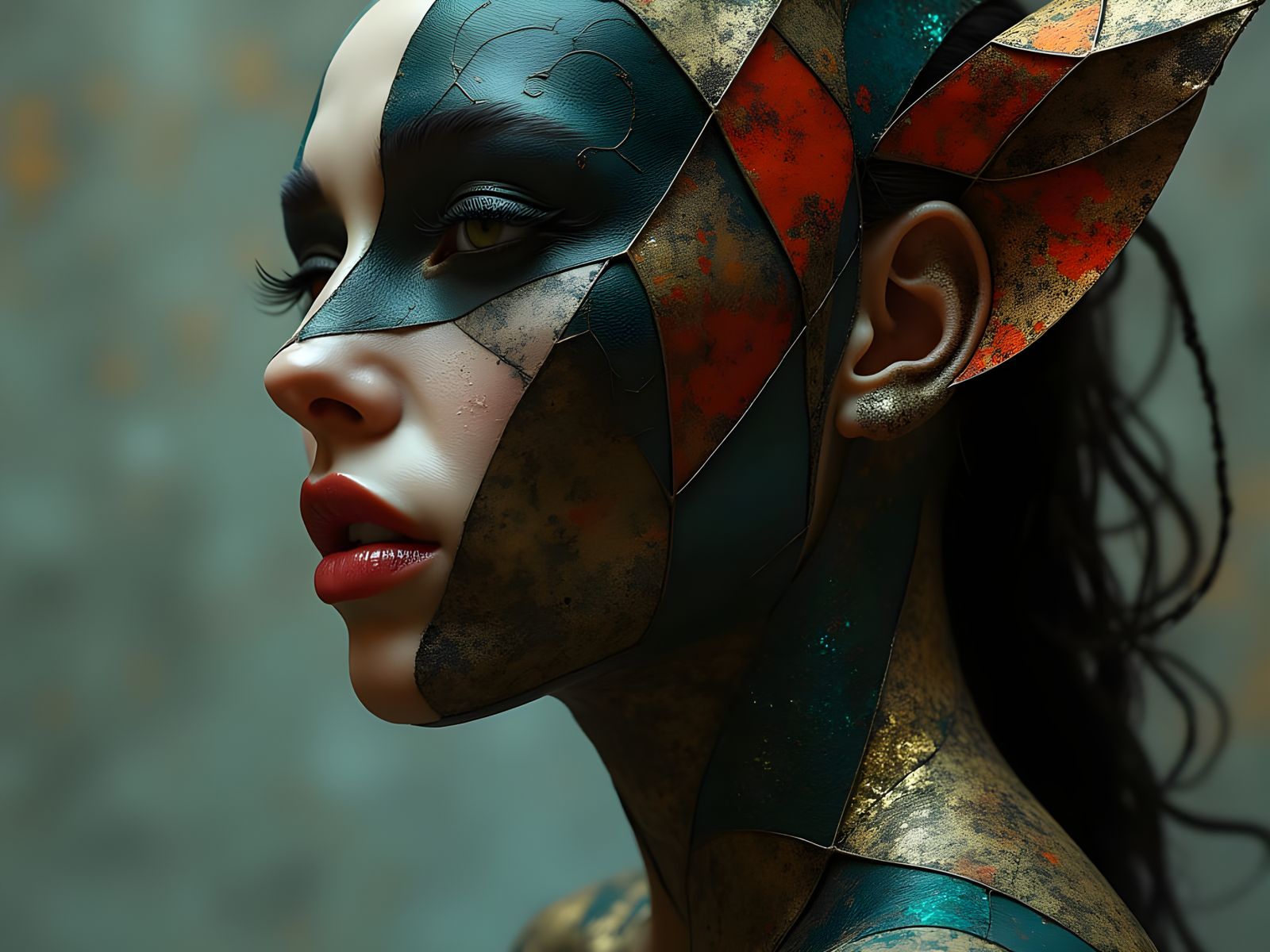 Cubist Nightmare Woman in Avant-Garde Fashion