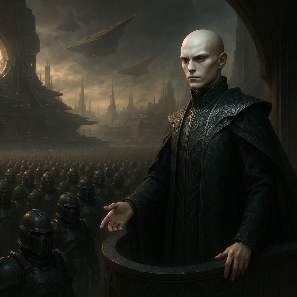 Aristocrat Addresses Soldiers in Sci-Fi Epic