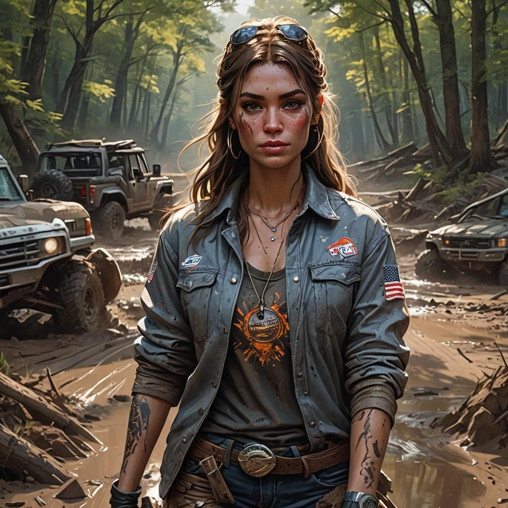 Mudding Event Portrait in Tennessee, Detailed Digital Art