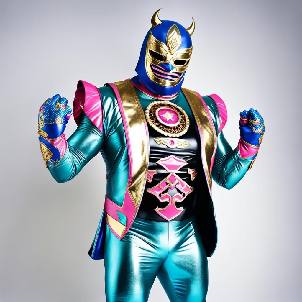 Flamboyant Anime Luchador in Autumn Forest