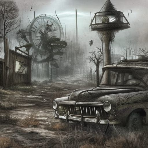 Post-Apocalyptic Wonderland AI Image