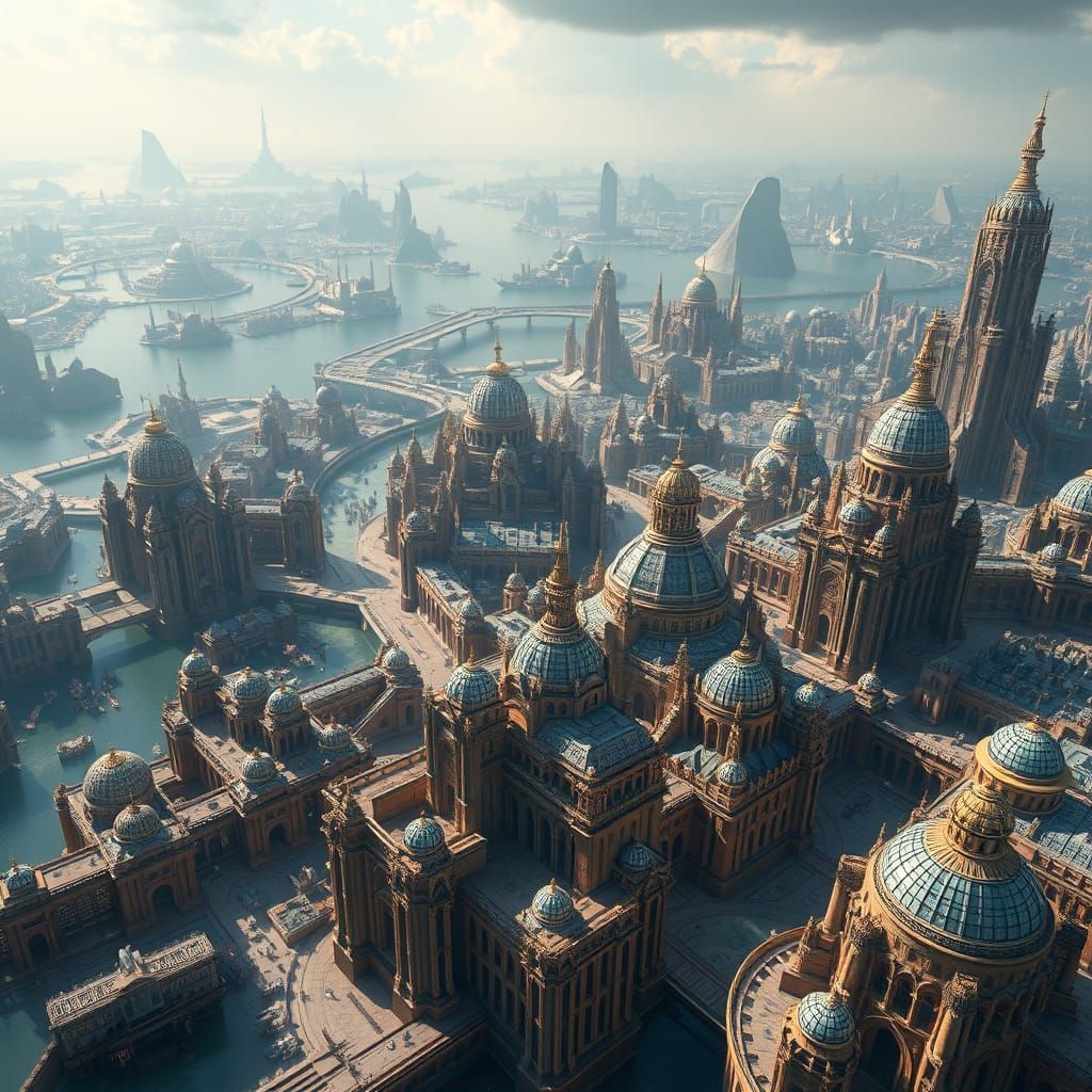 Futuristic Atlantis Metropolis in Hyperrealistic Style