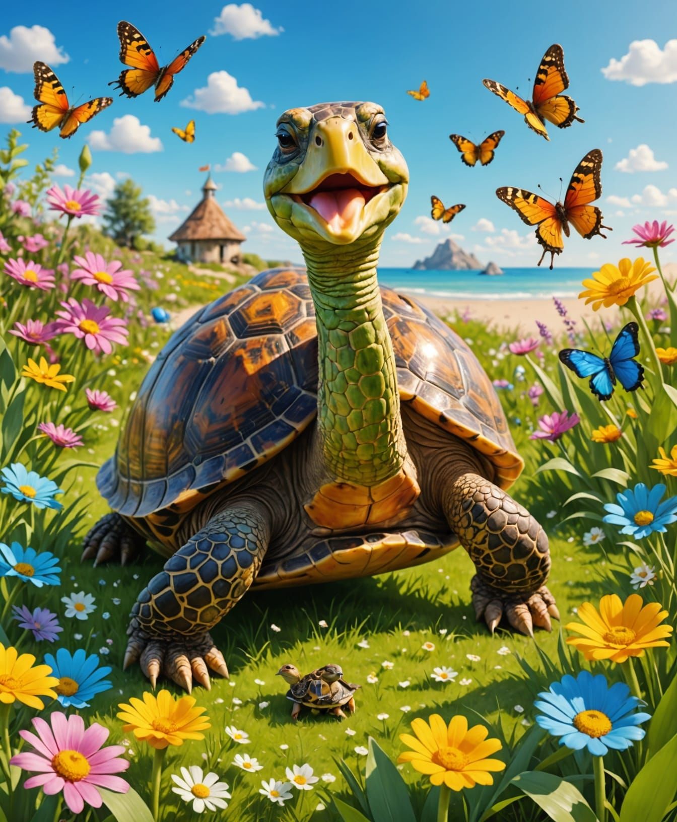 Vibrant Tortoise Celebrates Spring Beach Holidays in a Color...