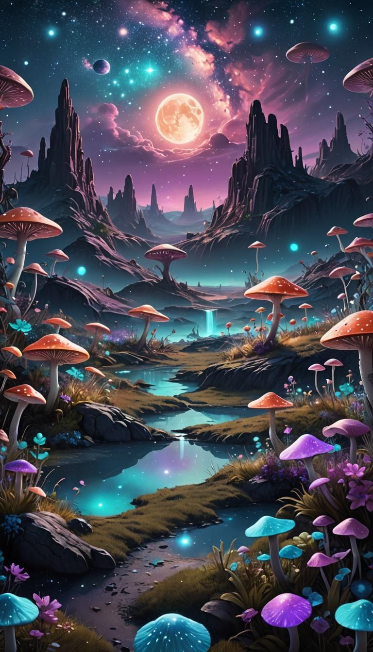 Fantastical Starry Night on Distant Planet